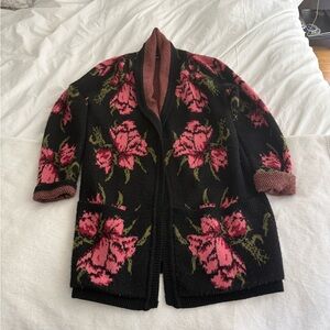 Floral print coatigan sweater